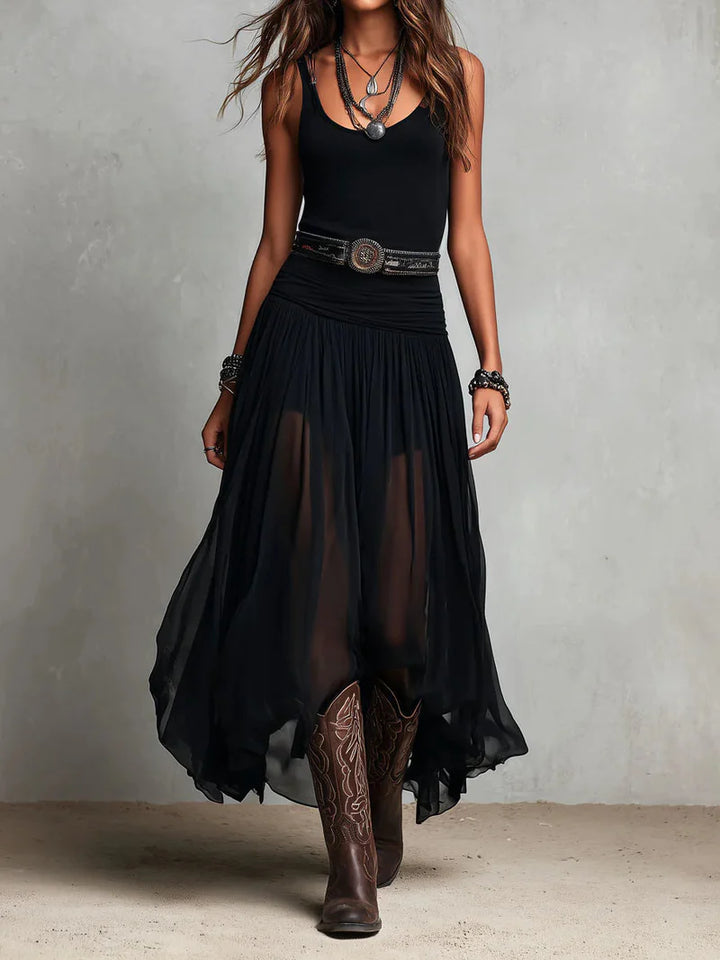 Adrienne™ | Boho Belt-Detail Tank Maxi Dress