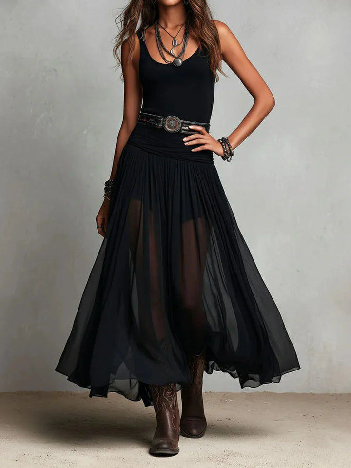 Adrienne™ | Boho Belt-Detail Tank Maxi Dress