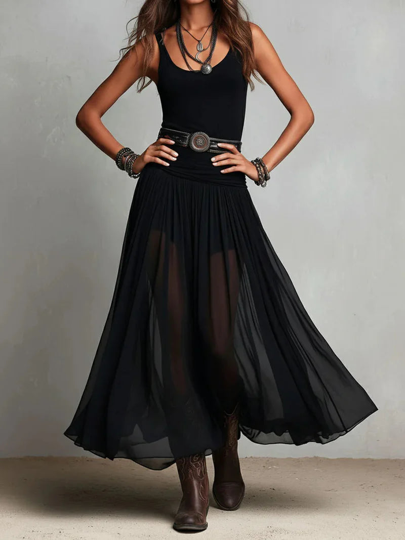 Adrienne™ | Boho Belt-Detail Tank Maxi Dress