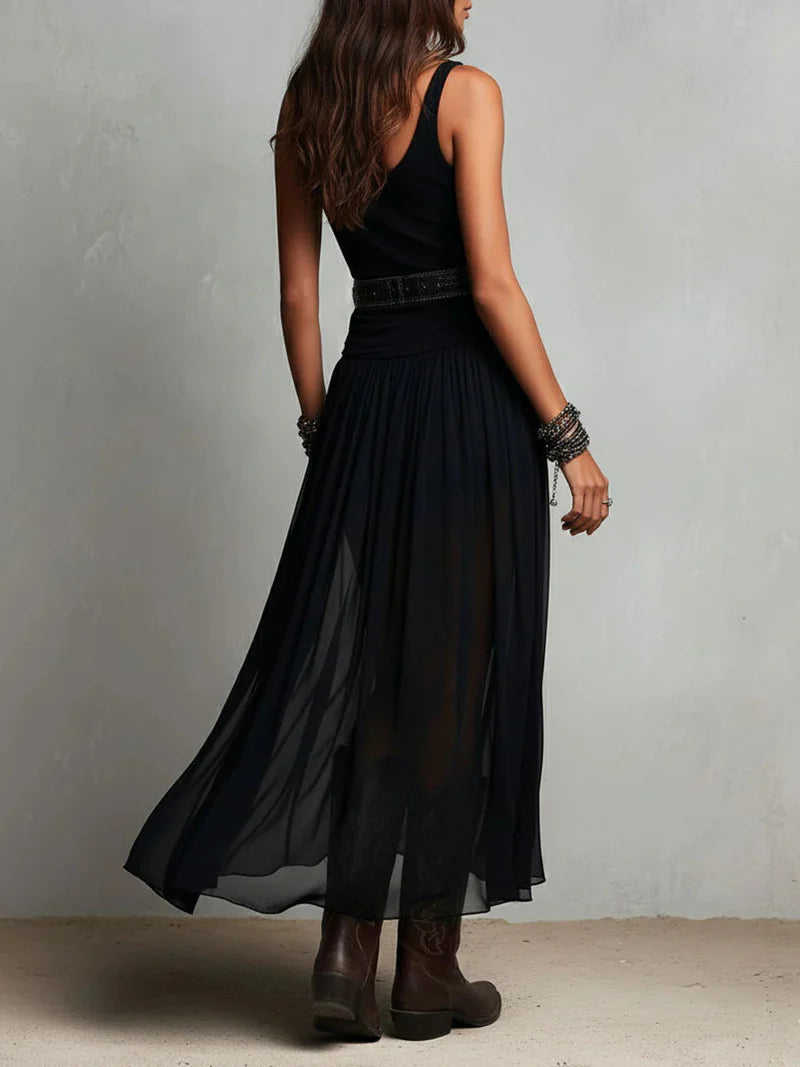 Adrienne™ | Boho Belt-Detail Tank Maxi Dress
