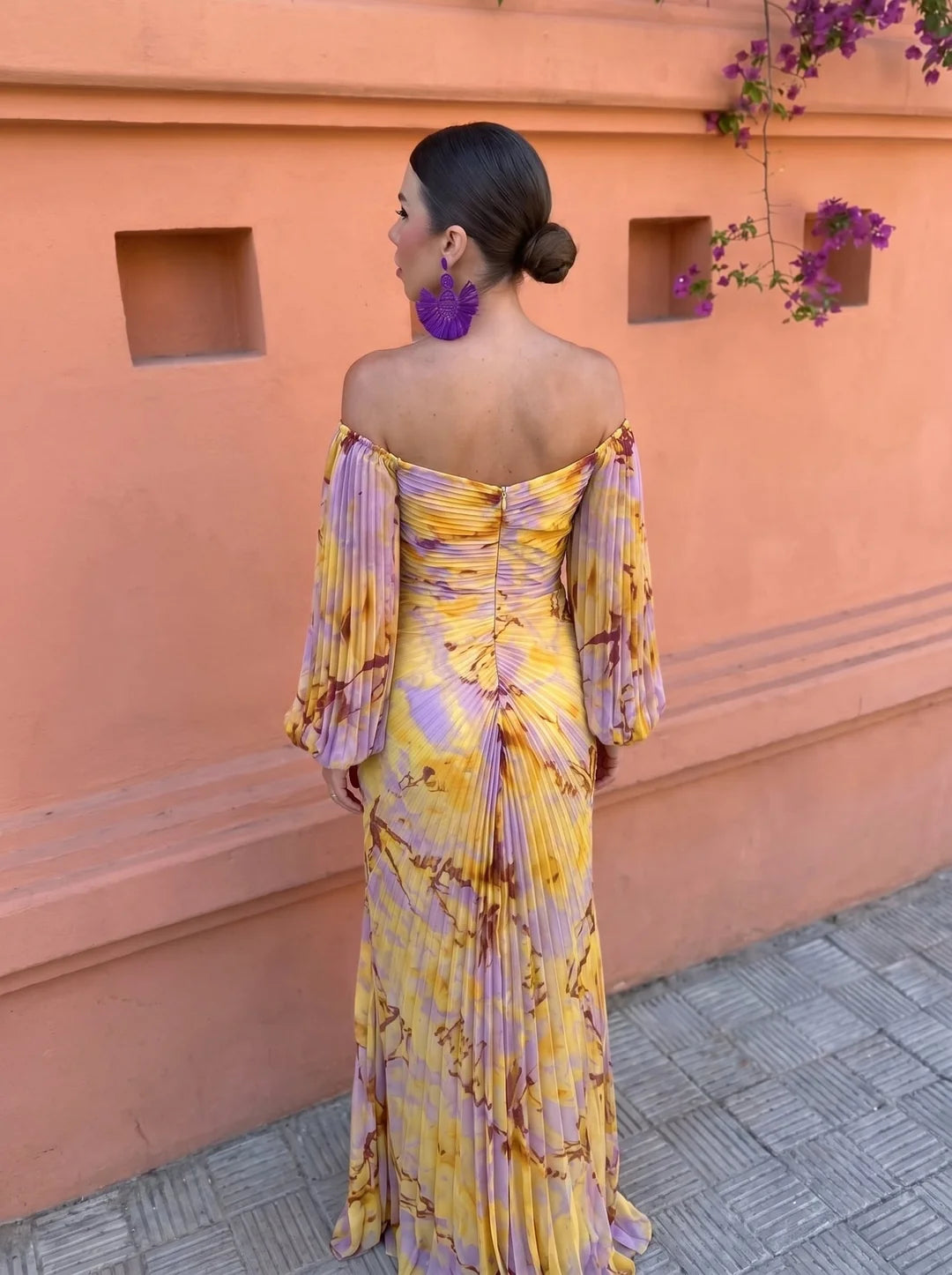 Josette™ | Off-Shoulder Lantern-Sleeve Maxi Dress