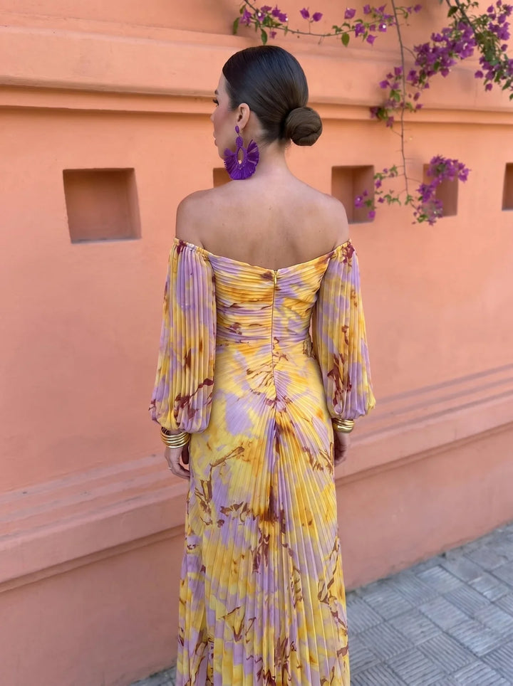 Josette™ | Off-Shoulder Lantern-Sleeve Maxi Dress