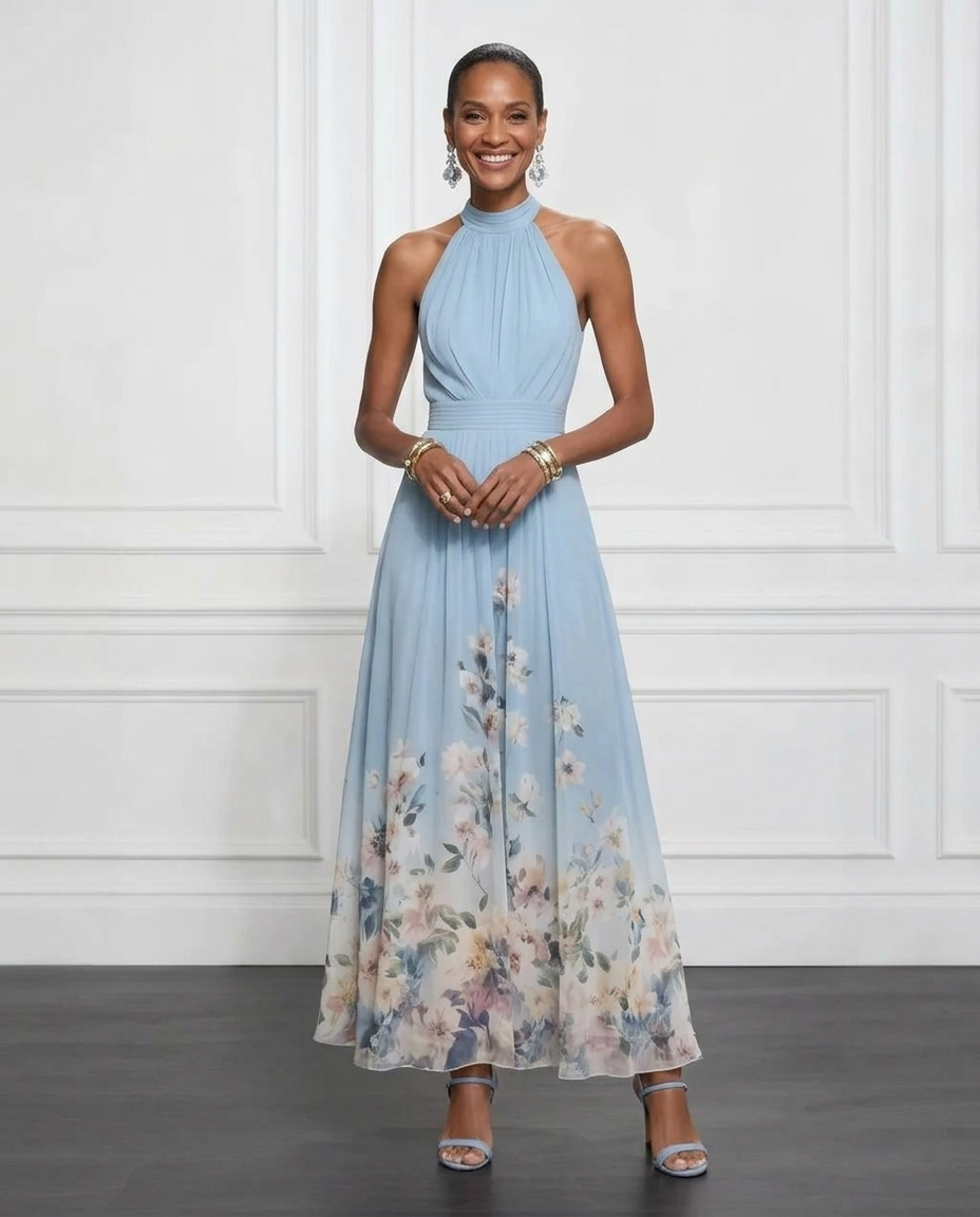 Océane™ | Halter Neck Empire Waist Maxi Dress