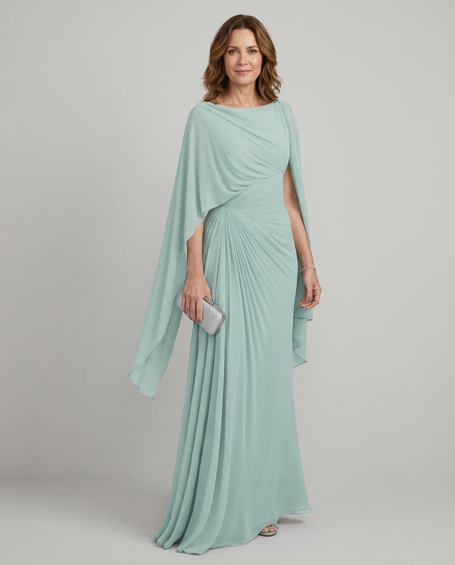 Simone™ | Draped Slash-Neck Evening Maxi Dress