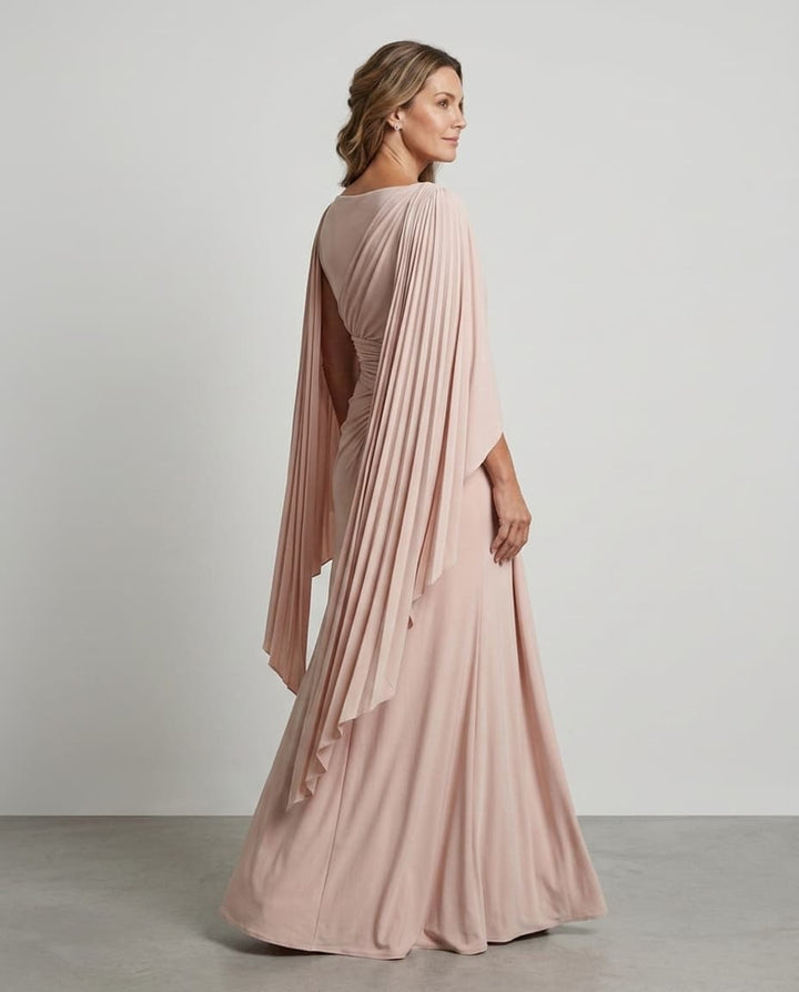 Simone™ | Draped Slash-Neck Evening Maxi Dress