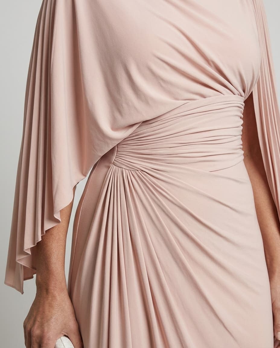 Simone™ | Draped Slash-Neck Evening Maxi Dress
