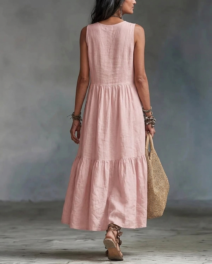 Odalys™ | Round-Neck Patchwork Midi Dress