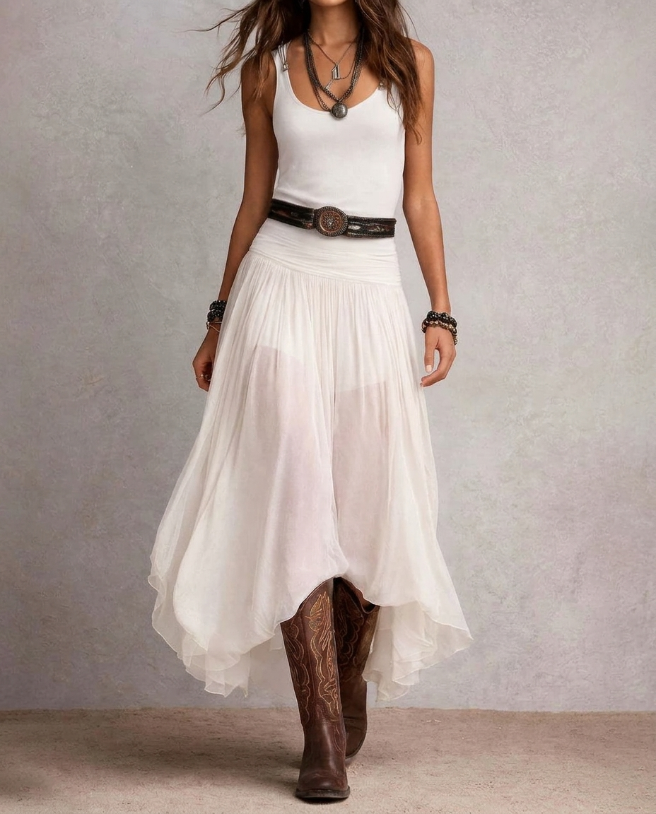 Adrienne™ | Boho Belt-Detail Tank Maxi Dress
