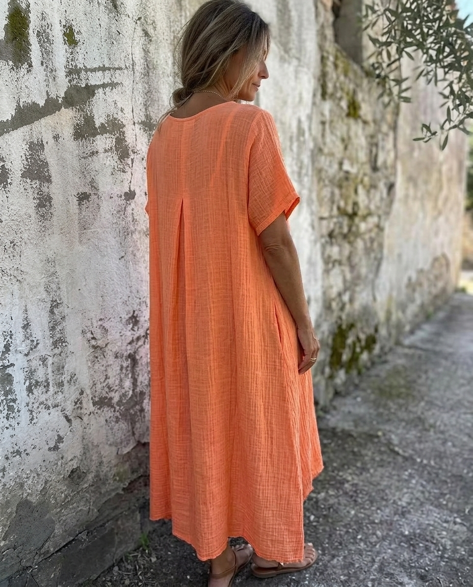 Aurélie™ | Loose-Fit V-Neck Midi Dress