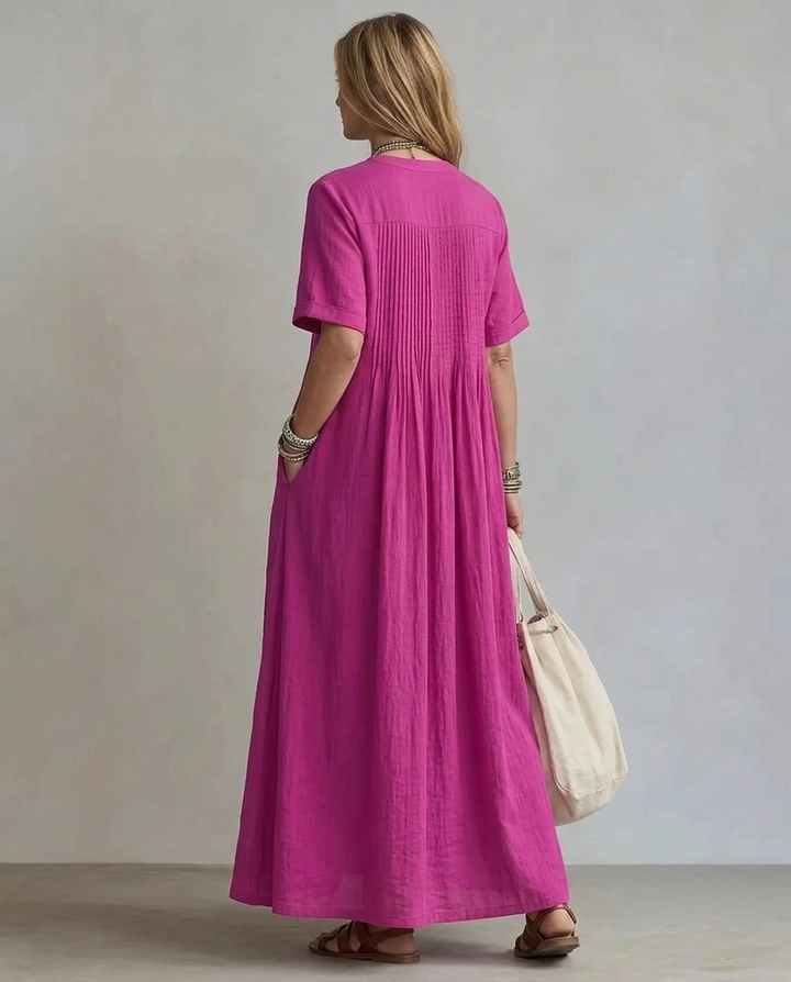 Solange™ | Pintuck V-Neck Maxi Dress