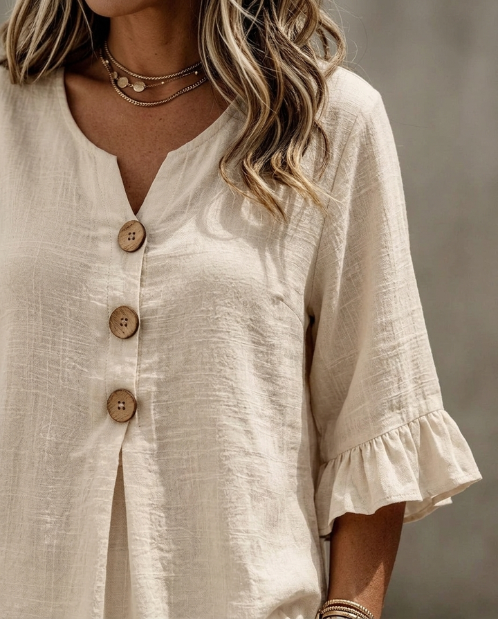 Margot™ | Ruffle-Sleeve Lace-Trim Top &amp;amp; Shorts Set