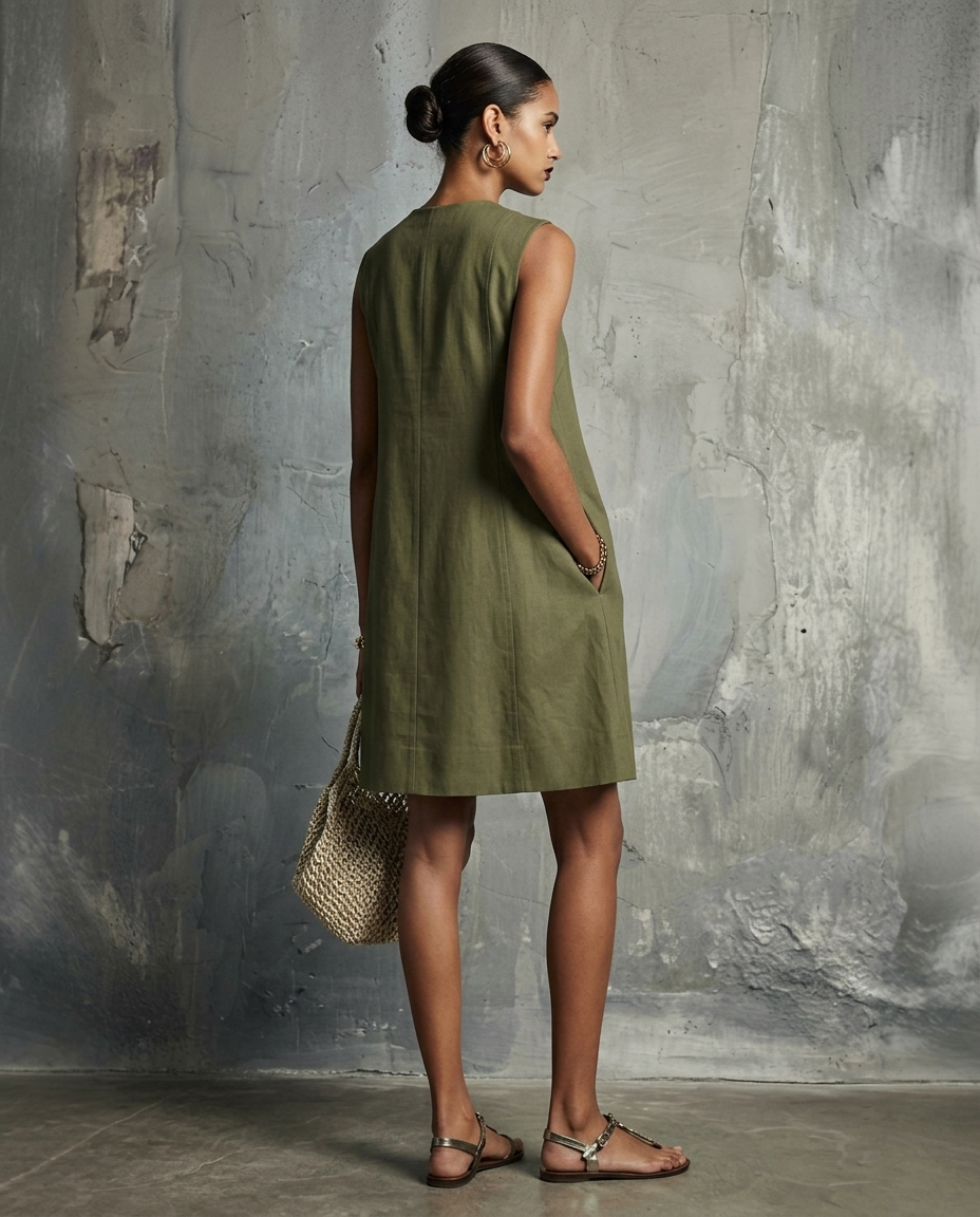 Amandine™ | Asymmetric Button Sleeveless Dress
