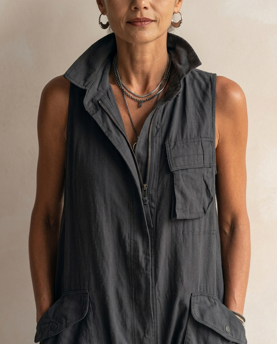 Madeleine™ | Sleeveless Lapel Wide-Leg Jumpsuit