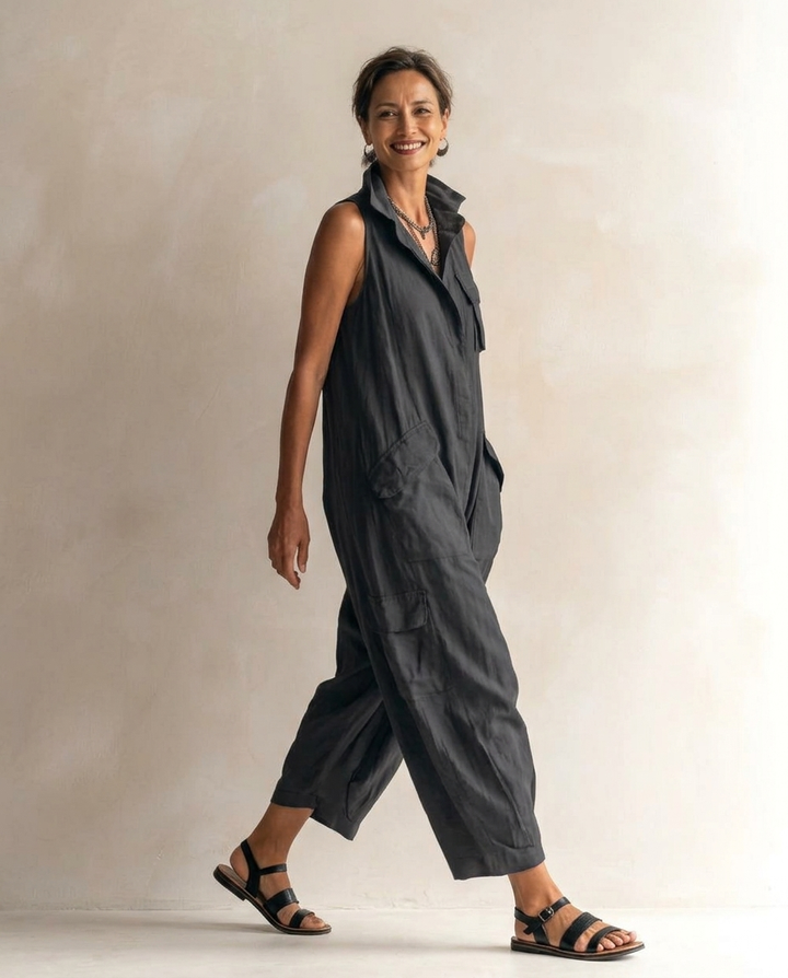 Madeleine™ | Sleeveless Lapel Wide-Leg Jumpsuit