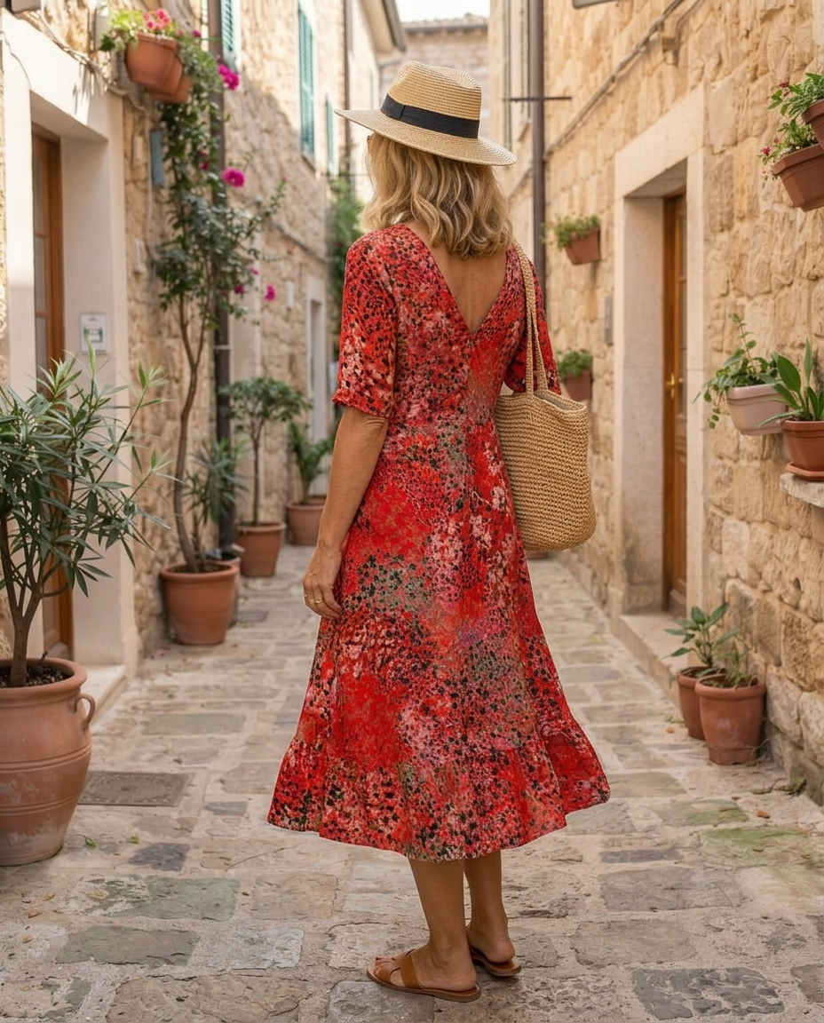 Zélie™ | V-Neck Mid-Calf Knit Dress