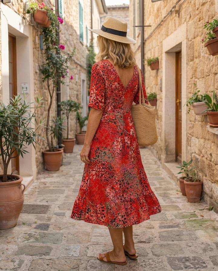 Zélie™ | V-Neck Mid-Calf Knit Dress