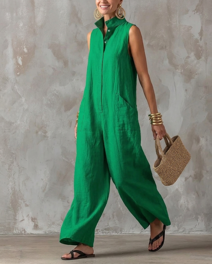 Romy™ | Sleeveless Button-Front Jumpsuit