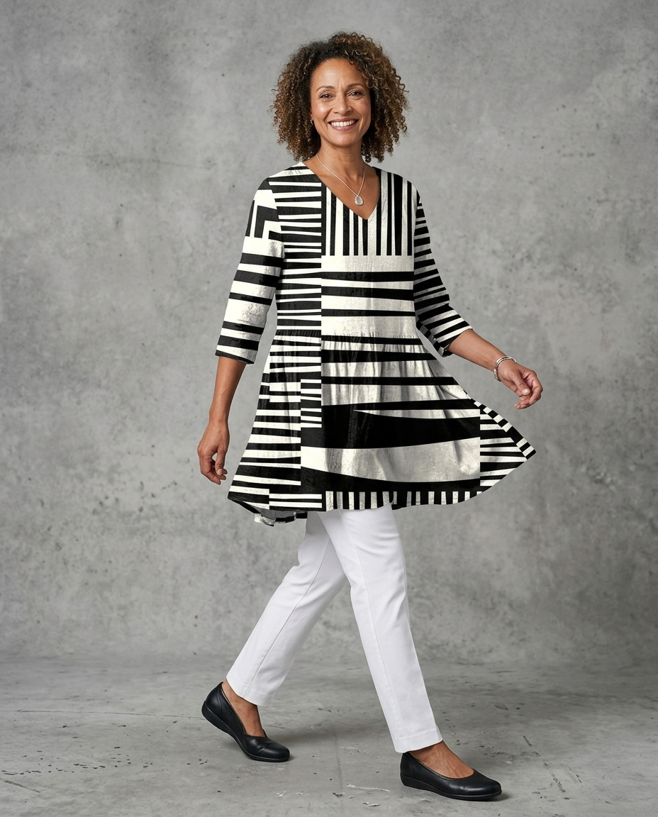 Simone™ | V-Neck Vertical Striped Tunic