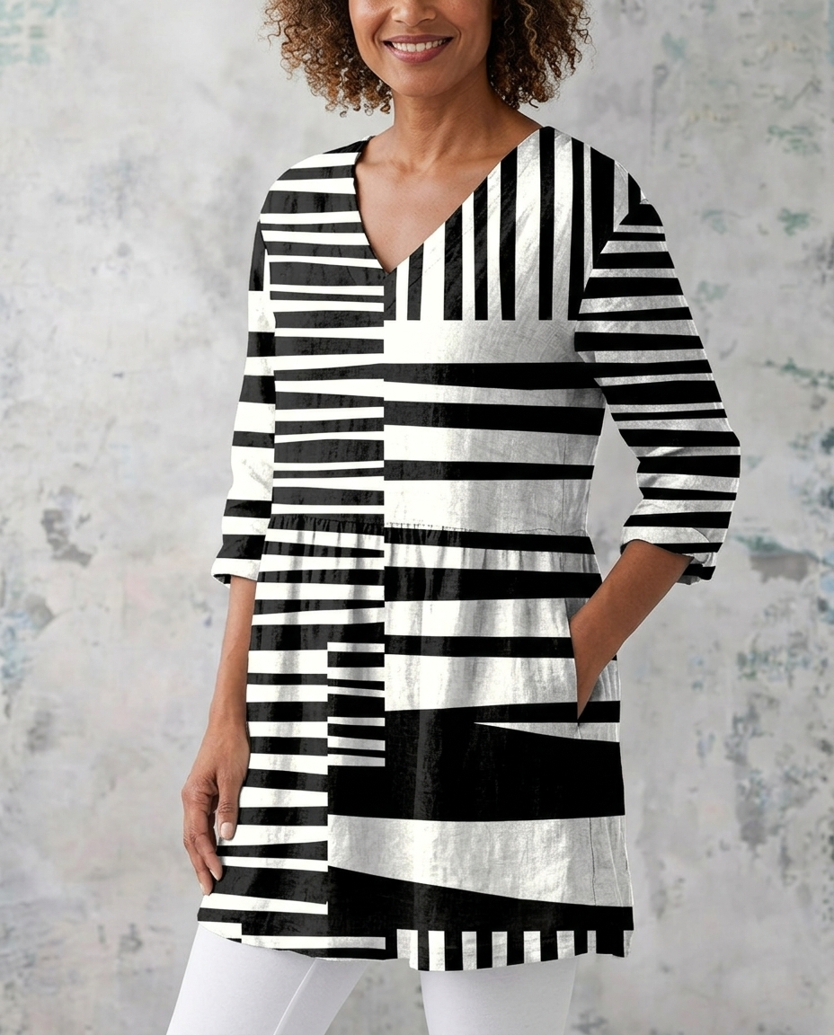 Simone™ | V-Neck Vertical Striped Tunic