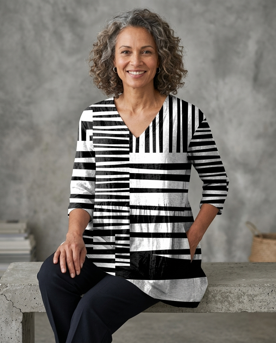 Simone™ | V-Neck Vertical Striped Tunic