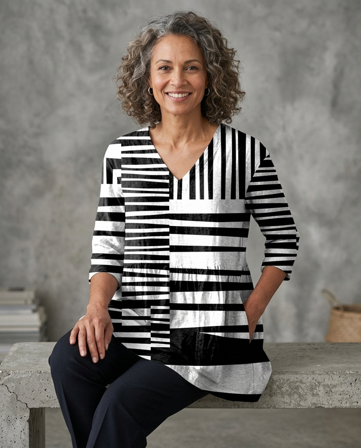 Simone™ | V-Neck Vertical Striped Tunic
