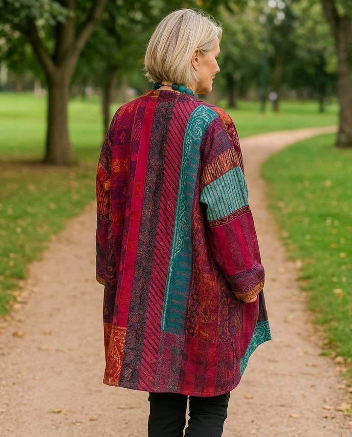 Astrid™ | Open-Front Print Drape Cardigan