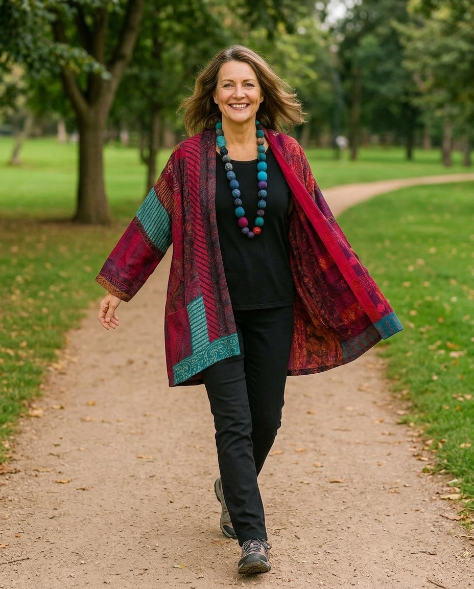Astrid™ | Open-Front Print Drape Cardigan