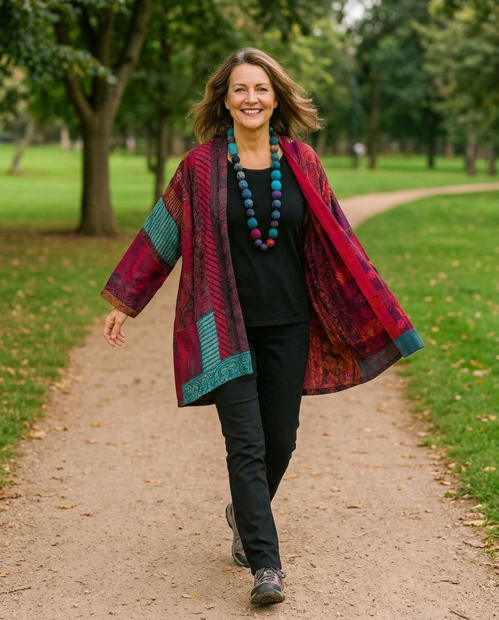 Astrid™ | Open-Front Print Drape Cardigan